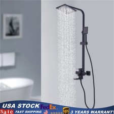 Shower Faucet Set w/Mixer Valve Kit Rainfall Shower Head Combo System Wall Mount