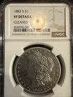 1883-S MORGAN SILVER DOLLAR, VF DETAILS, Cleaned