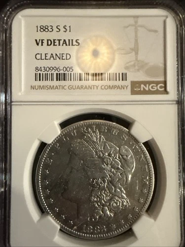 1883-S MORGAN SILVER DOLLAR, VF DETAILS, Cleaned