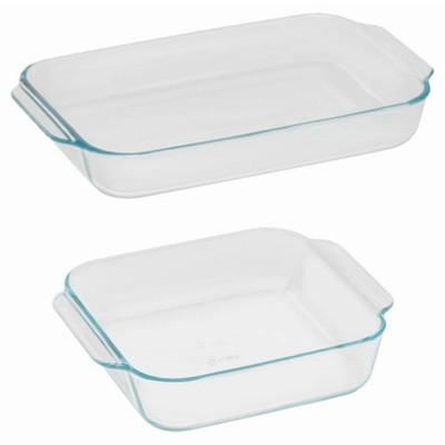 Pyrex Basics 2-Piece Glass Bakeware Set w/  2 & 3 Qt Rectangle