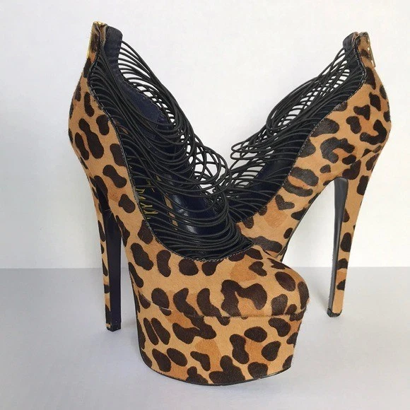 Tacones London Trash Ceres 9M Leopardo Poni Plataforma Tacones de aguja Banda elástica Foto 2 de 4