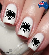 I love Albania Albanian Flag Gift Nail Art Decal Sticker Water Transfer Slider