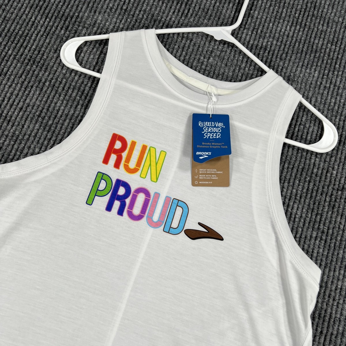 Brooks Run Proud Distance Graphic Tank Womens Large White