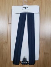 Zara Kids Navy Suspenders Elastic Clip-On Braces Boys Classic Style M NWT