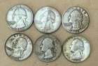LOT OF (6) Circulated U.S. Silver Washington Quarters 1951-1962