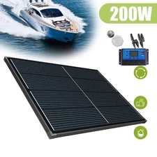 200W Watt Mono Black Solar Panel Kit 12V Battery Charger Controller Boat RV Home