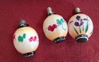 Three Vintage Lantern Figural Milk Glass Light Bulb Ornaments.