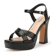IDIFU IN4 Platform Heels for Women Strappy Square Open Toe Chunky Block High...
