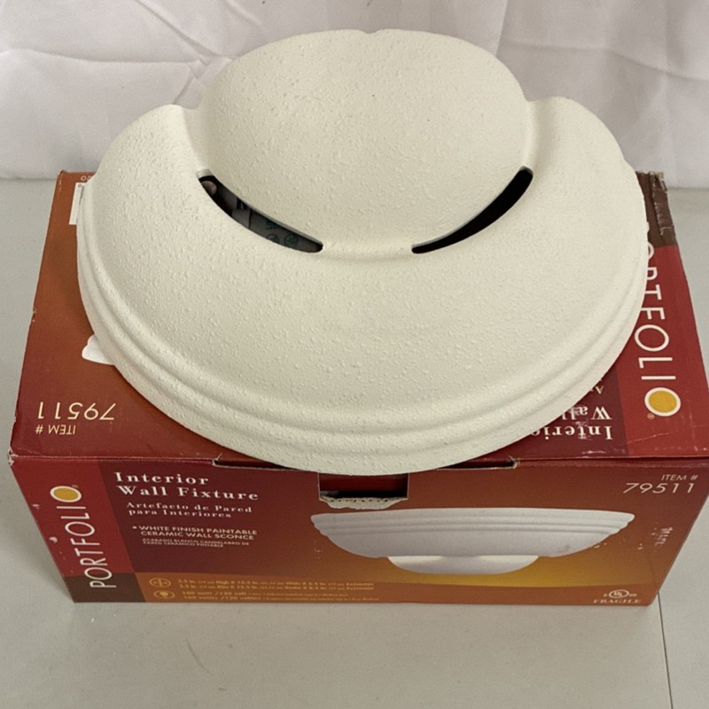Lot Of 5 Portfolio White Ceramic Paintable Indoor Wall Sconce Bowl Shade 79511