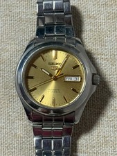 Vintage Seiko 5 7S26-03T0 Automatic 21 Jewels Gold Dial Day Date Men's Watch