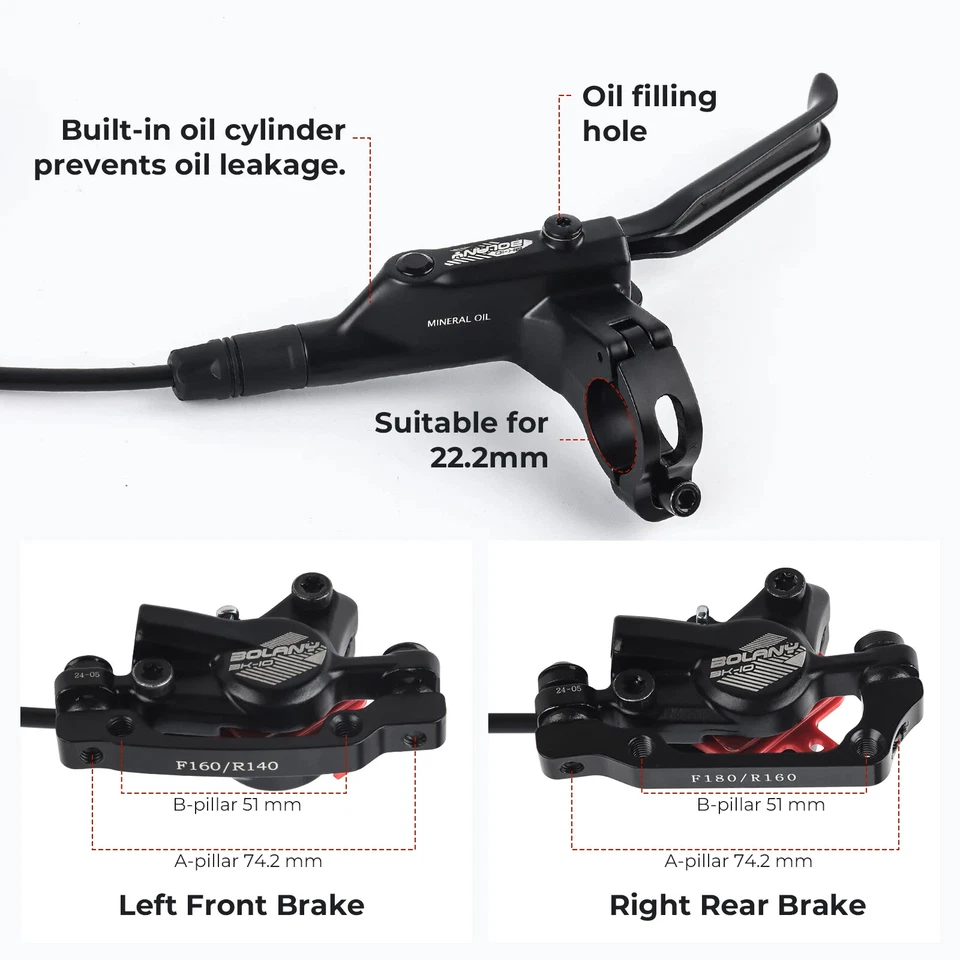 MTB Bicycle Oil Disc Brake Caliper Hydraulic 800/1400mm Front Rear Handle - Image 2 of 4