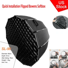 US 90cm Flipped Deep Parabola Softbox With Grid For Godox Bowens Studio Flash