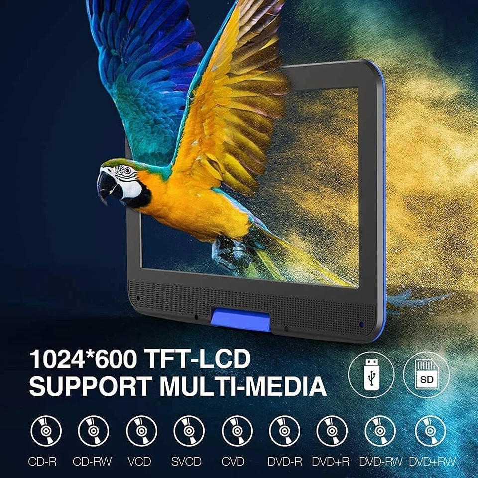 DBPOWER 12" Portable DVD Player 5-Hour Rechargeable Swivel Screen Region-Free - Image 3 of 4