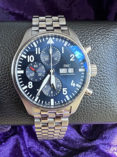 IWC Pilot Le Petit Prince Chronograph Blue 43mm Ref IW377717 Full Set - Picture 2 of 12