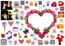 LEGO Valentine’s Day Gift Shop ~ Hearts Love Flowers Wedding Party Supplies NEW