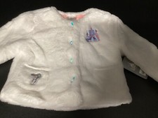Disney 2023 Frozen White Faux Fur Girls Jacket Size 2