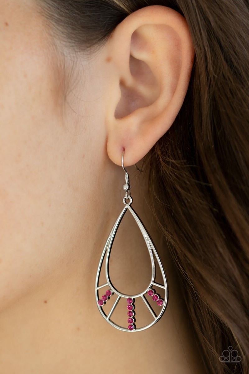 Line Crossing Sparkle Pink Earrings Paparazzi New | eBay