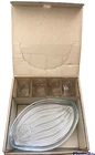 Vintage MCM 50’s Hawaiian Leaf 8 Piece Snack Set, Federal Glass Co. Original Box
