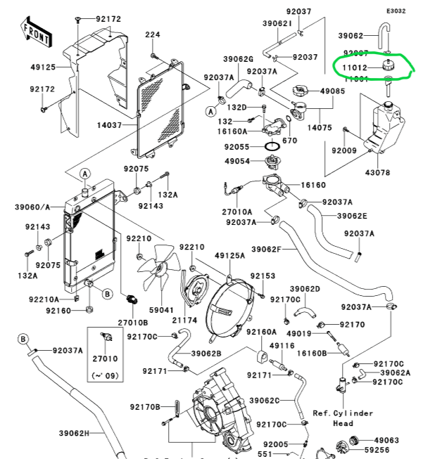 KAWASAKI ENGINE COOLANT OVERFLOW TANK CAP NINJA ZX-11, ZX-14