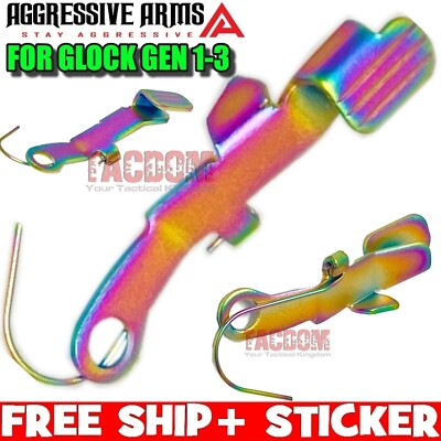 AGGRESSIVE ARMS RAINBOW SLIDE STOP CATCH RELEASE GEN 1 2 3 GL0CK 17 19 22 23 26