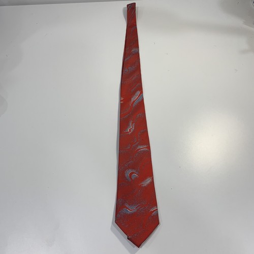 Paco Rabanne Neck Tie Red Blue Geometric Design 100% Silk Classic Made In Italy - Picture 6 of 7