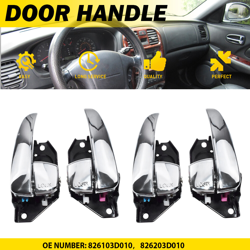4PCS Chrome Interior Door Handles for 2002-2005 Hyundai Sonata OEM 826103D010 826203D010 Replacement Set