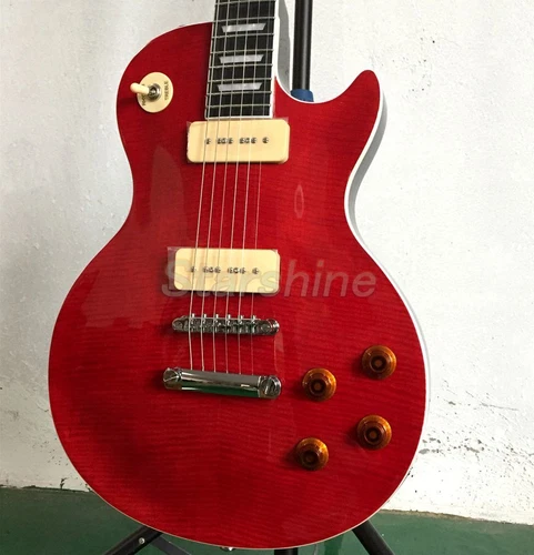 1956 Standard lp Electric Guitar P90 Pickup Transparent Red Flamed Maple Top