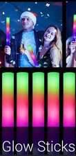 2PCS Light Up Foam Sticks LED Wands Rave Batons DJ Flashing Glow Stick W/batt.