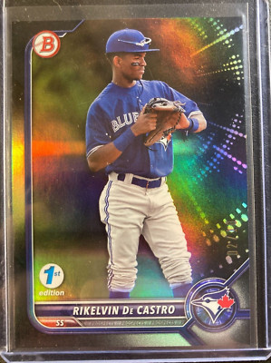 Rikelvin De Castro RC #/10 Bowman 1st Edition Black Foil 2021 True Rookie First