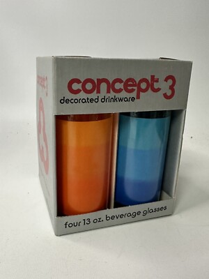 Indiana Glass Concept 3 Glasses 14oz Apples Set Drinkware Double Rocks Box