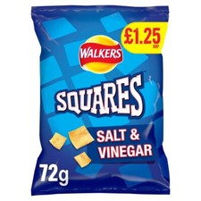 Walkers Squares Salt & Vinegar 72g X 18