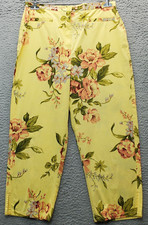 Willi Smith Pants Women Multicolor Floral Stretch Capri Low Waist Straight Leg