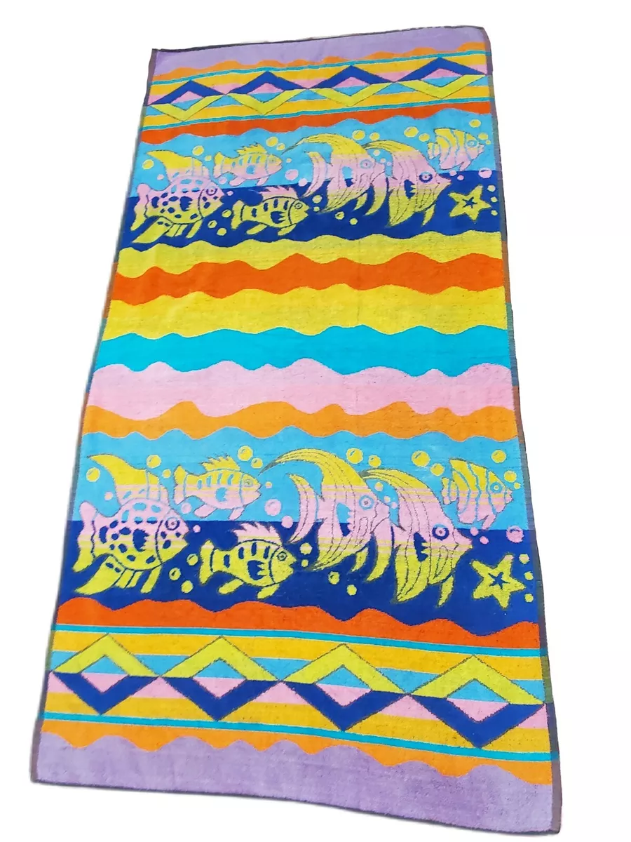 VTG Royal Terry International Beach Towel Fish Ocean Colorful 100