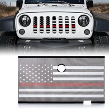 RED Mesh Grille Insert USA Flag Hood Lock Hole for 2007-2018 Jeep Wrangler JK