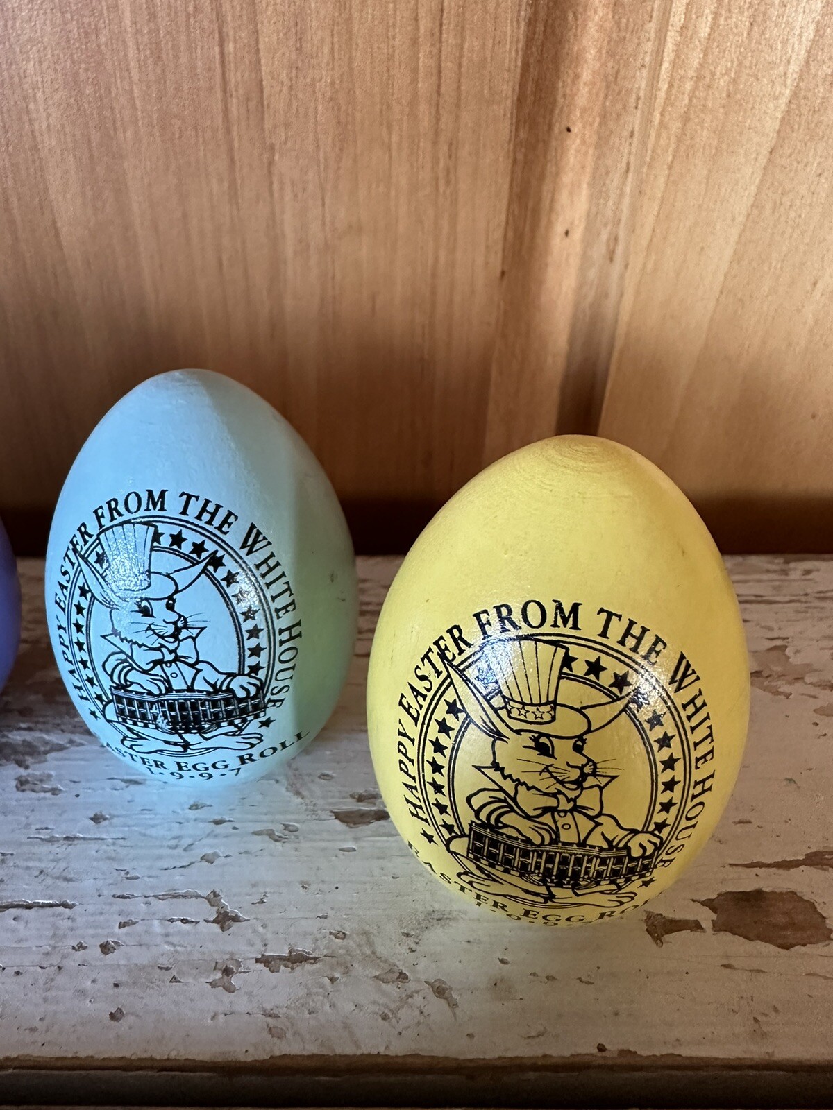White house easter egg roll wooden eggs bill and hillary clinton 1997