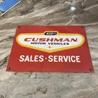 VINTAGE CUSHMAN PORCELAIN METAL MOTOR SCOOTER SALES SERVICE DEALER SIGN  14 x 10