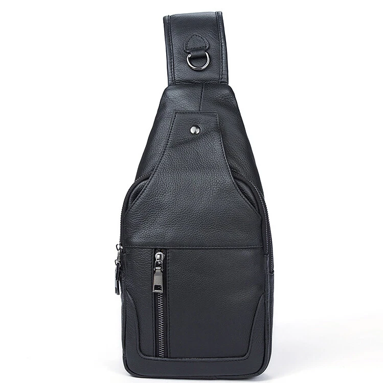 100 Genuine Leather Crossbody Bag Chest Bag Hiking Sling Backpack