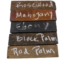 5 Pcs, Ebony+Mahogany+Red Palm+Black Palm+Rosewood 1.5x 1.5x 6 Turning Blank 