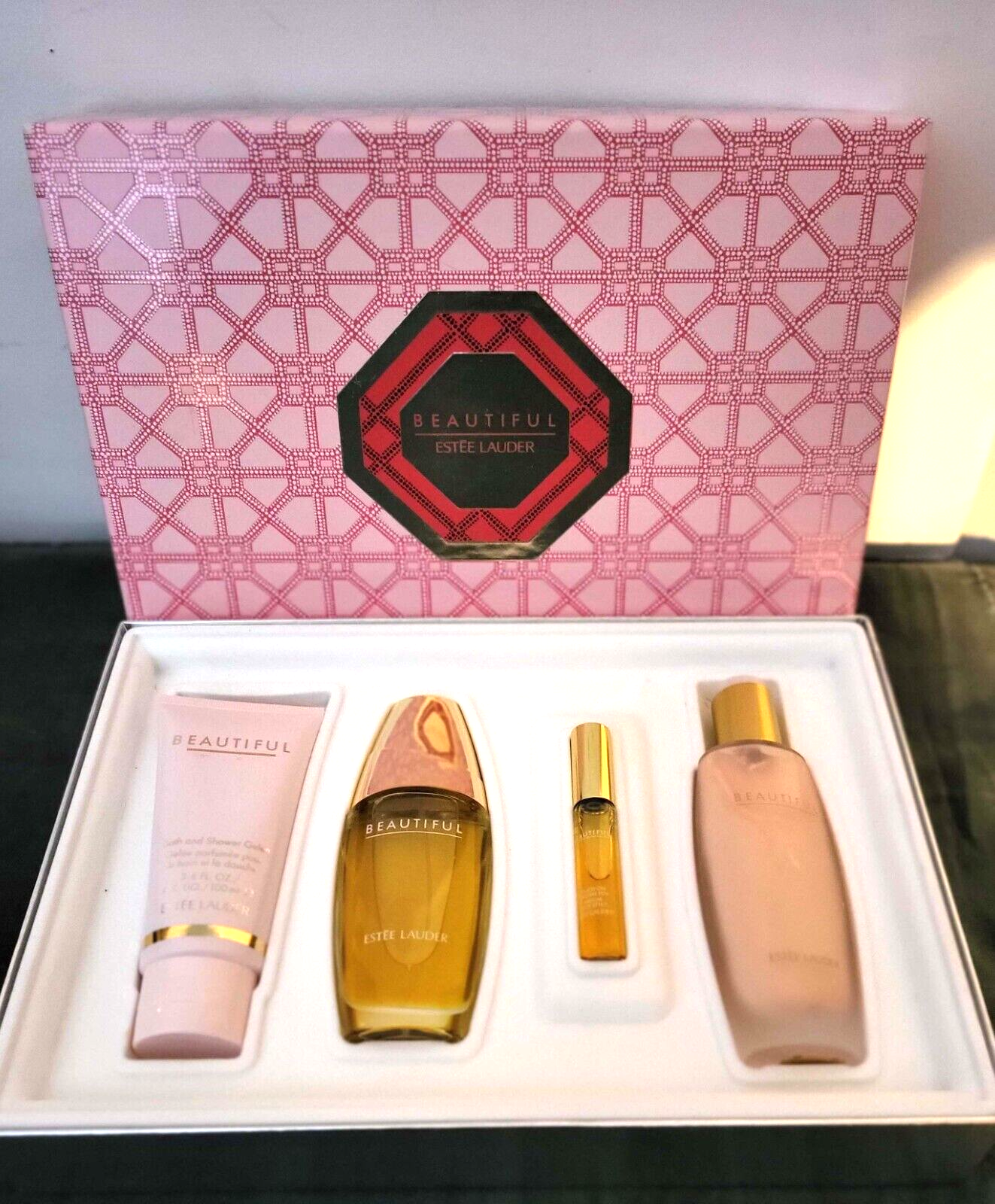 New Estee Lauder Beautiful Parfum 4 Pc Gift Set, Lotion, Shower Gel, Perfume  Pen | Ebay