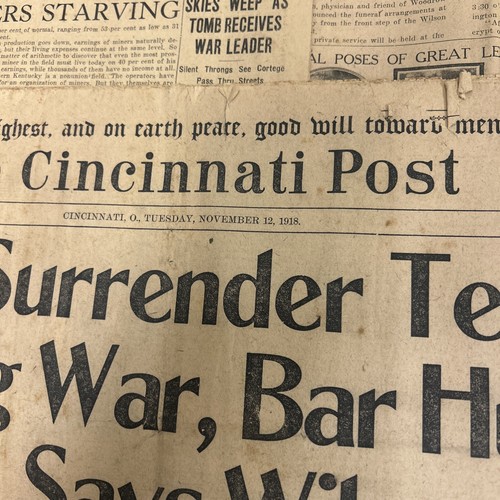 1918-1926 The Cincinnati Post Newspaper Lot WW1 Ends Woodrow Wilson Death - Picture 2 of 20