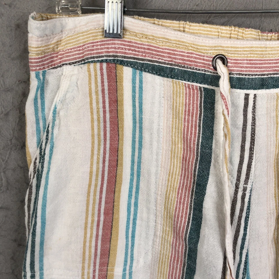 Per Se Shorts Womens Large Rainbow Stripes Linen Blend Beach Vacay Casual Airy - Image 2 of 4
