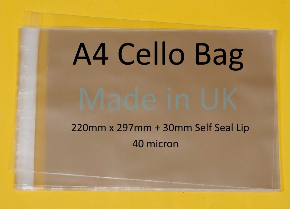 100 C4 / A4 Cello Bags For Greeting Cards | Clear Cellophane | Peel - View #7