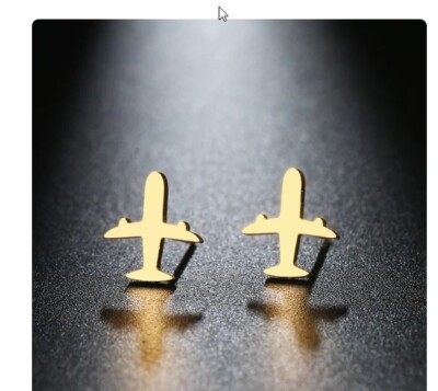 GESCHENKIDEE OHRRINGE FLUGZEUG PILOT HOSTESS DAMEN FLUGZEUG EDELSTAHL