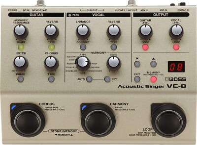 BOSS VE-8 Acoustic Singer Vocal Guitar Multi Effects Processor Pedal F/S New
