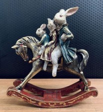 Figur Hasen Familie Barock Oster Deko Hase Schaukelpferd Kanninchen Skulptur Neu