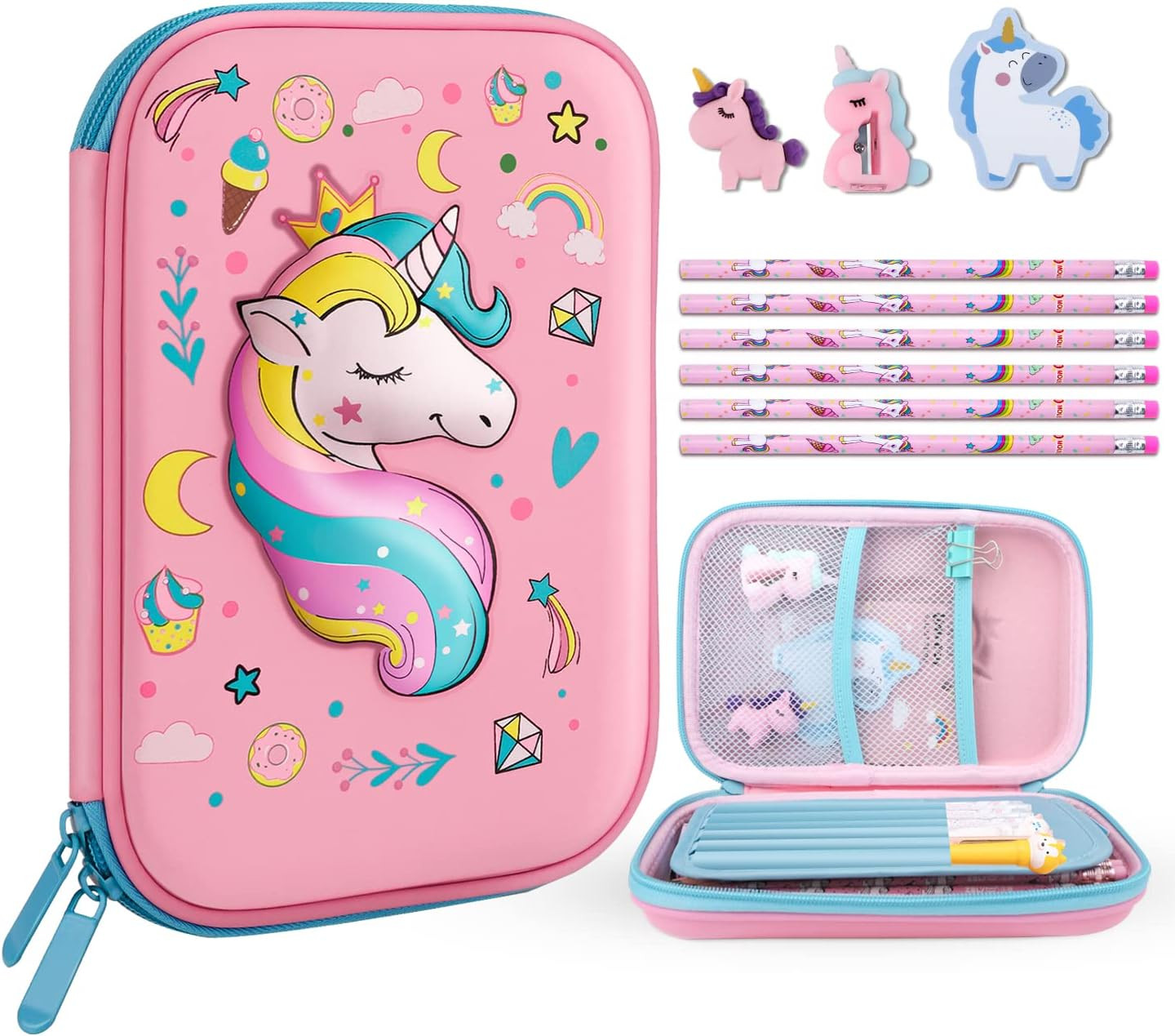 Case For Girls &ndash; 3d Eva Pink Organizer Pouch + Stationery Gift