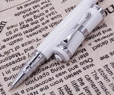 Fuliwen 2051 Rollerball Pen Fashion Writing Gift Pen White Barrel & Sliver Clip