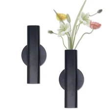 Wall Mounted Flower Tube, 7" Metal Vase for Flowers, Adhesive Wall Hanging Fl...