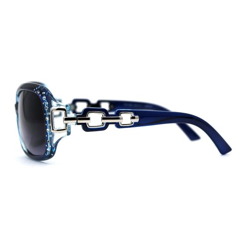 Womens Luxury Rhinestone Jewel Trim Metal Chain Arm Sunglasses - Picture 25 of 25