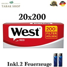 20 x 200 (4000) West Rot/Red Filterh&uuml;lsen Zigarettenh&uuml;lsen/H&uuml;lsen zum stopfen